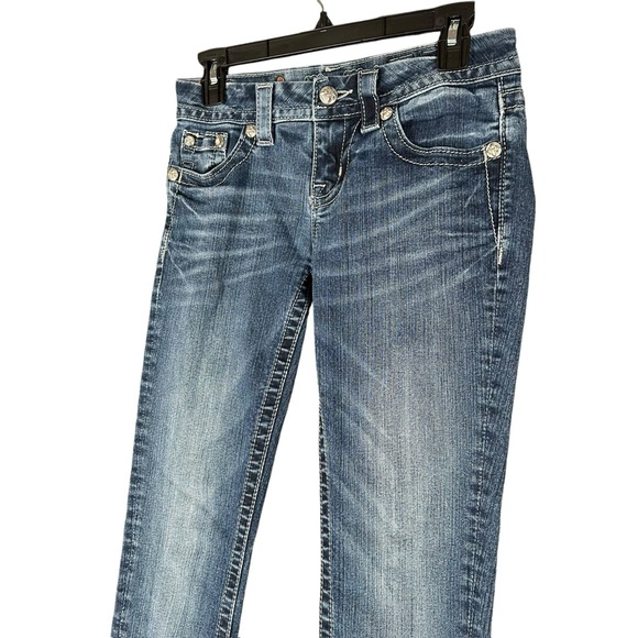 Miss Me Women’s 26 Mid Rise Skinny Jeans Fleur De Lis Pockets Embellished - Picture 12 of 16